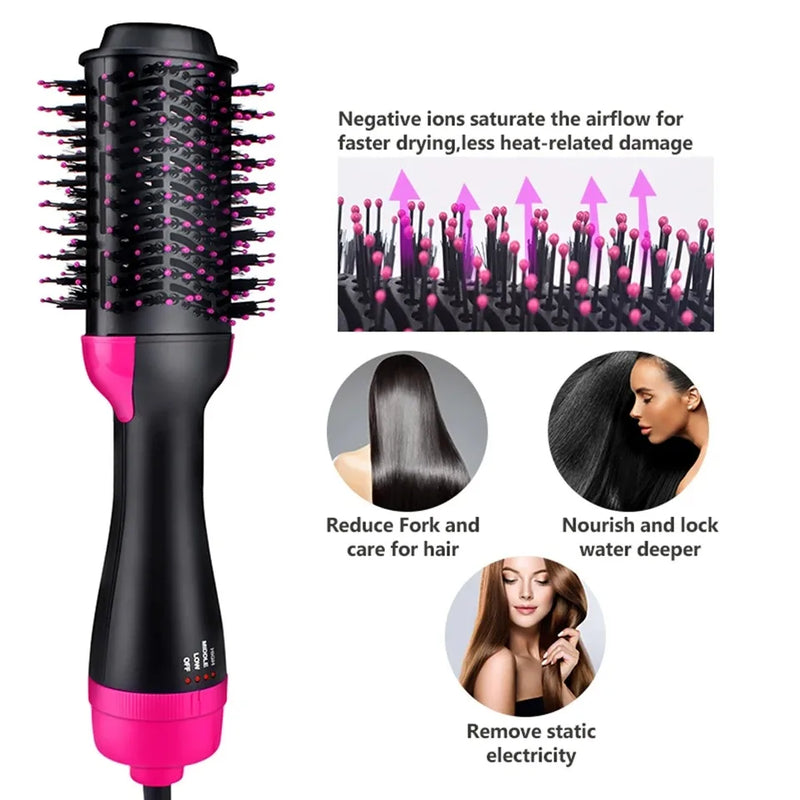 1000W Professional Hair Dryer Brush 3 IN 1 One Step Negative Ion Dryer brush Hair Straightener Curler Hot Air Brush Roller Style