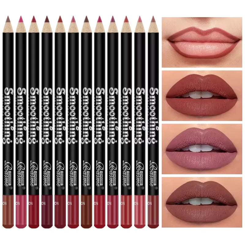 12 pcs Long-Lasting Lipstick Set with Professional Lip Liner Pencil and Matte Lip Gloss for Women Valentine's Day Gifts